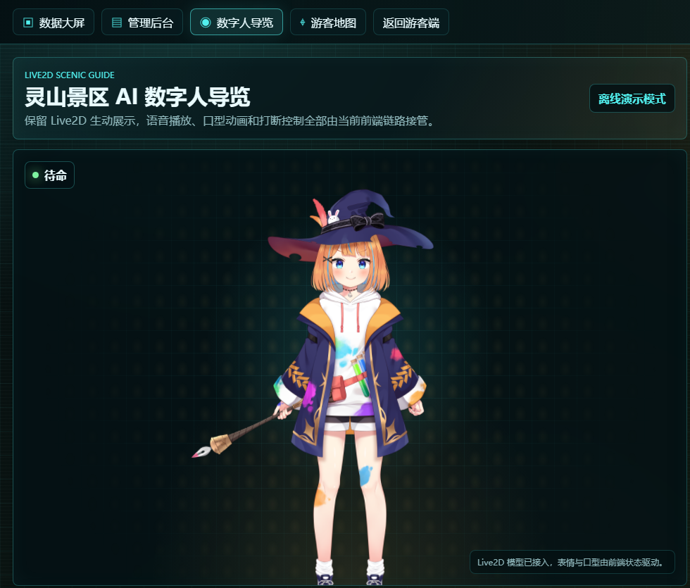 灵山智能导览 Live2D 数字人舞台截图